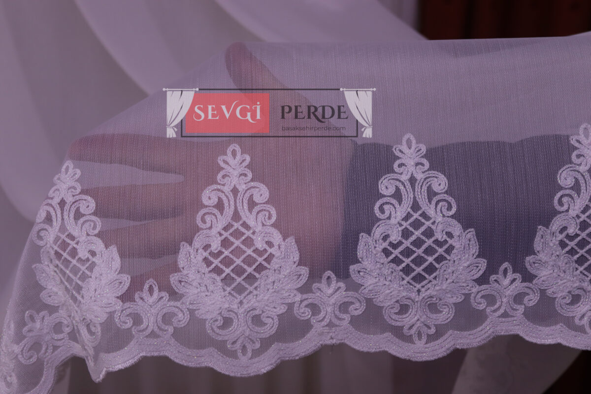 işlemeli detaylı şık tül perde